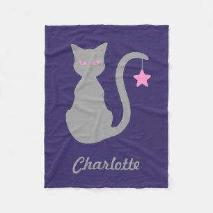 Grey Cat Fleece Blanket