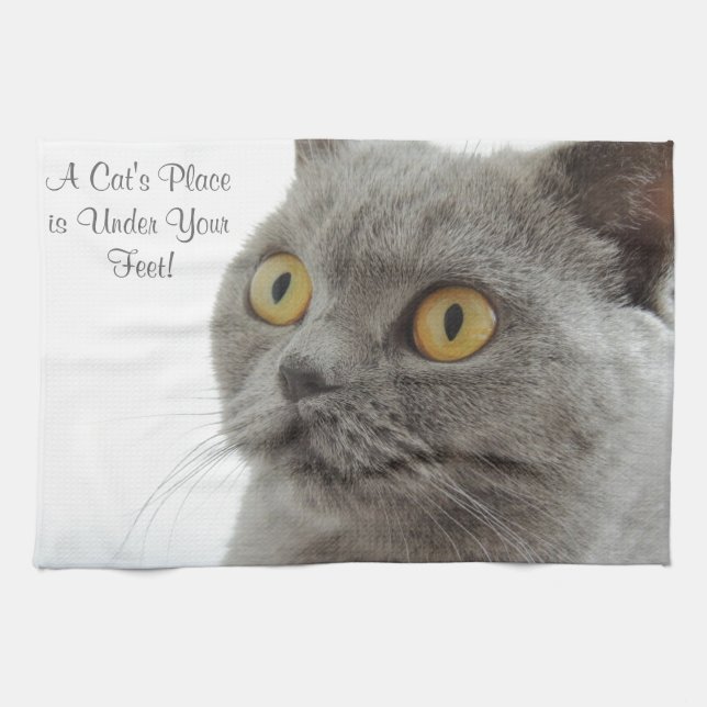 Grey Cat Golden Eyes Close-up Towel (Horizontal)