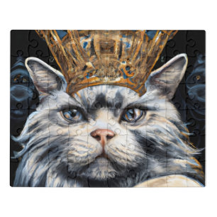 Grey Cat in a Crown Jigsaw Puzzle