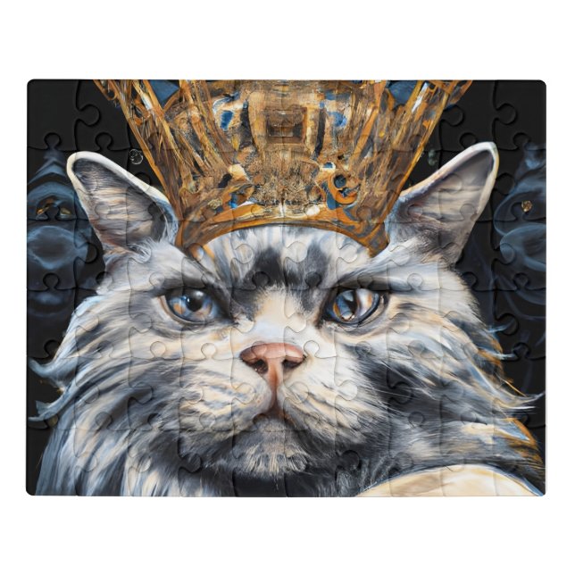 Grey Cat in a Crown Jigsaw Puzzle (Puzzle Horizontal)