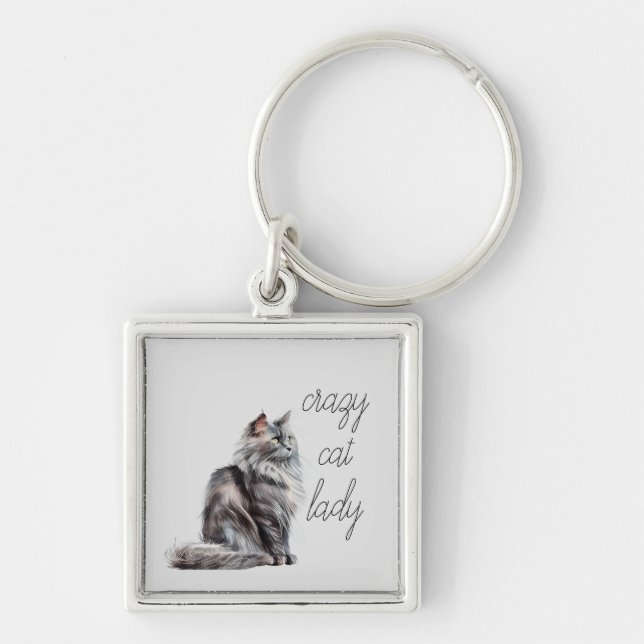Grey Cat  Keychain (Front)