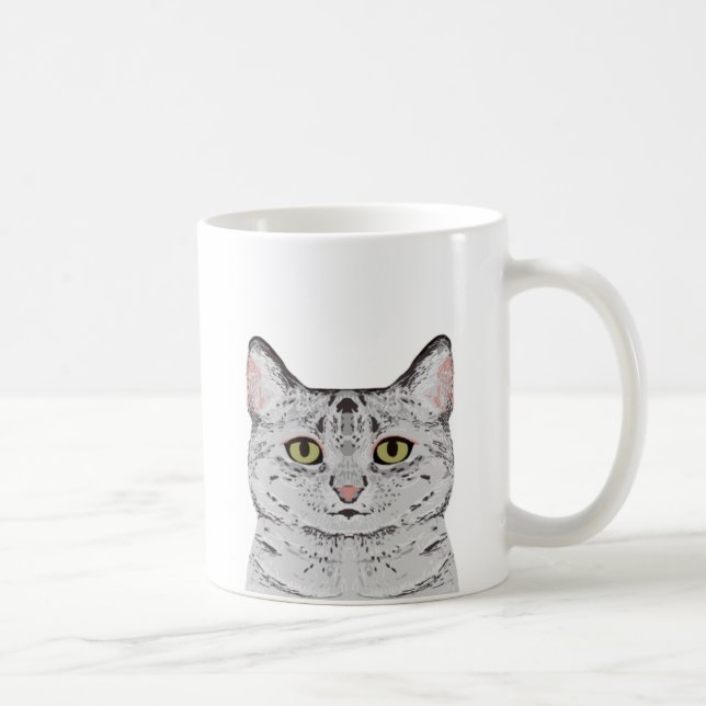 Grey Cat Mug - cute cat mug (Right)