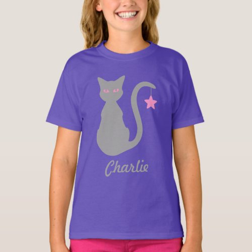 Grey Cat Name T_Shirt Child