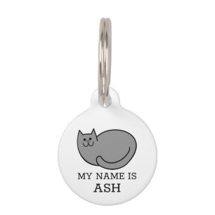 Grey Cat Pet ID Tag