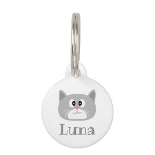 Grey Cat Pet ID Tag