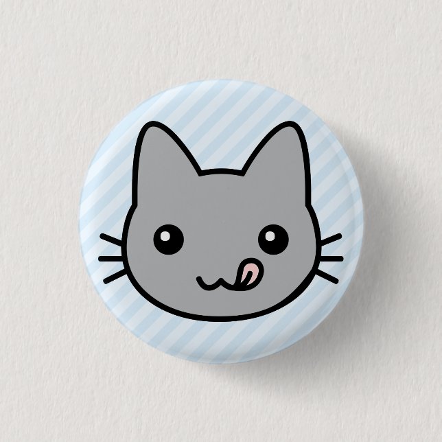 grey cat pinback button (Front)