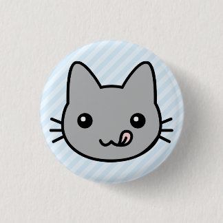 grey cat pinback button