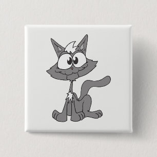 Grey Cat Pinback Button