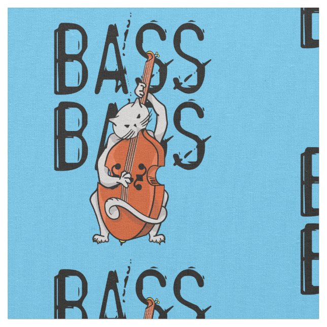 Grey Cat Playing a Double Bass or Cello Fabric (Close Up)