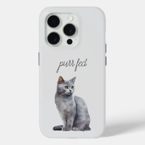 Grey Cat Purr iPhone 15 Pro Case