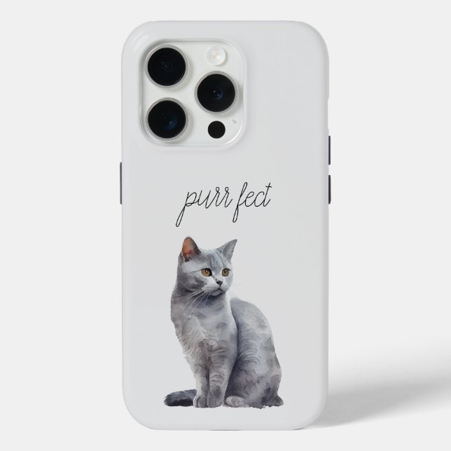 Grey Cat Purr Case-Mate iPhone Case (Back)