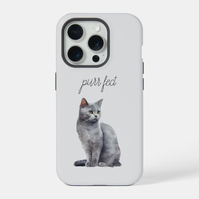Grey Cat Purr Iphone Case (Back)