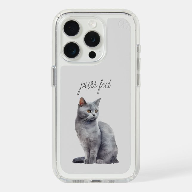 Grey Cat Purr Speck iPhone Case (Front (White Titanium))