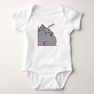 Grey Cat Sleeping  Baby Bodysuit
