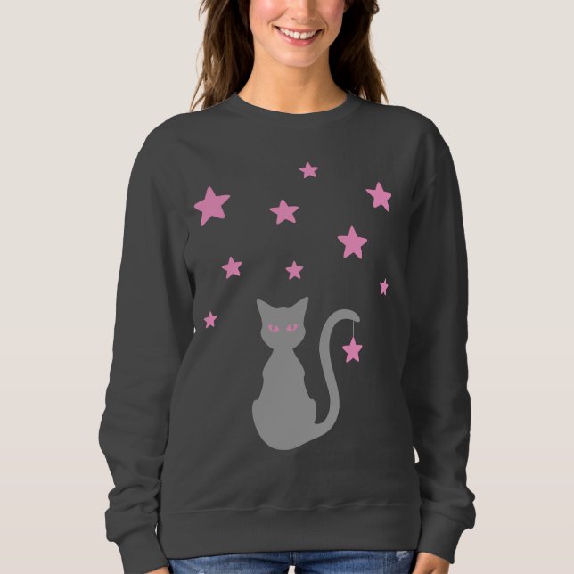 Grey Cat Stars Sweatshirt (Front)