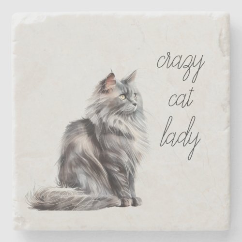 Grey Cat  Stone Coaster