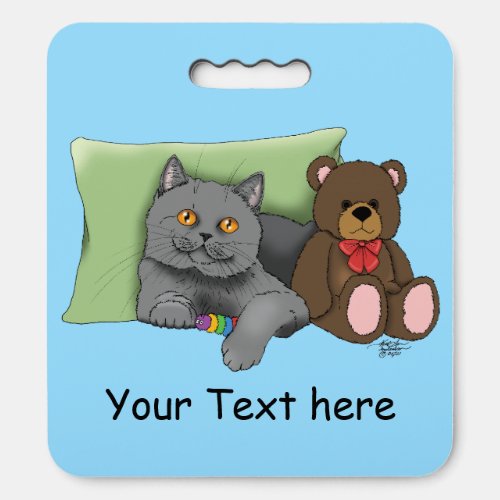 Grey Cat Teddy Bear Seat Cushion