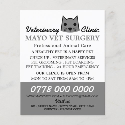 Grey Cat Veterinarian Veterinary Service Flyer