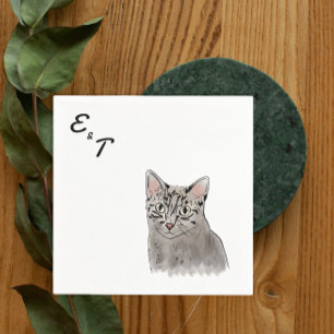 Grey Cat wedding Cocktail napkin