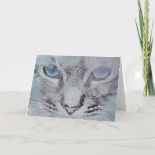 Grey Cat with Blue Eyes New Home Greeting Card