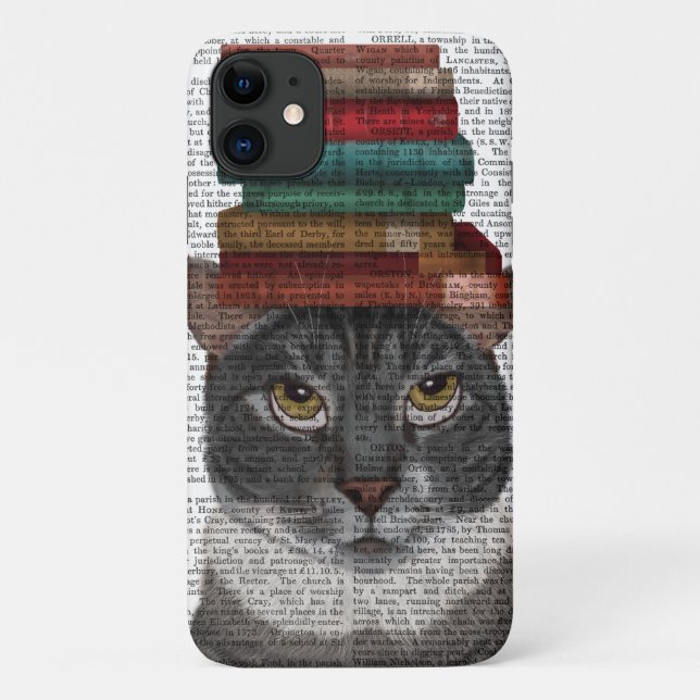 Grey Cat with Books on Head Case-Mate iPhone Case (Back)