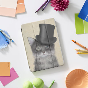Grey Cat with Top Hat iPad Pro Cover