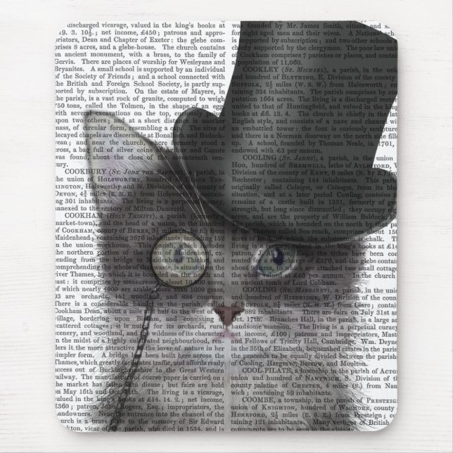Grey Cat with Top Hat Mouse Pad (Front)