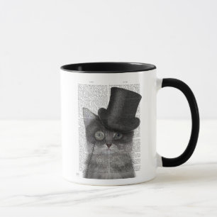 Grey Cat with Top Hat Mug