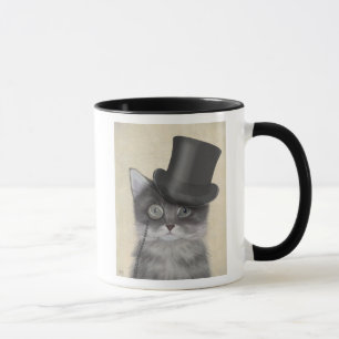 Grey Cat with Top Hat Mug