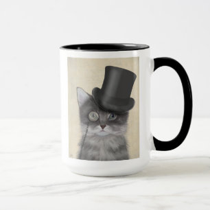Grey Cat with Top Hat Mug