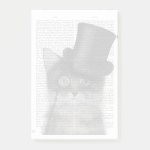 Grey Cat with Top Hat Post-it Notes