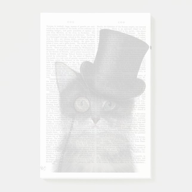Grey Cat with Top Hat Post-it Notes (Front)