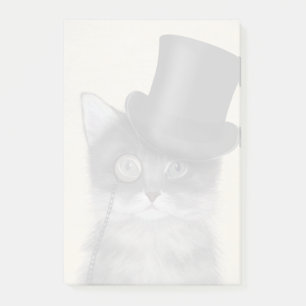 Grey Cat with Top Hat Post-it Notes