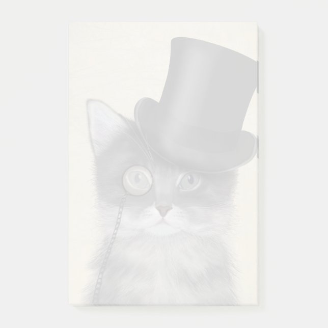 Grey Cat with Top Hat Post-it Notes (Front)