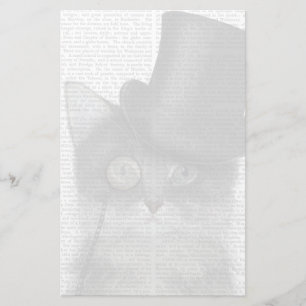 Grey Cat with Top Hat Stationery