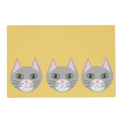 Grey Cat, Yellow Placemat