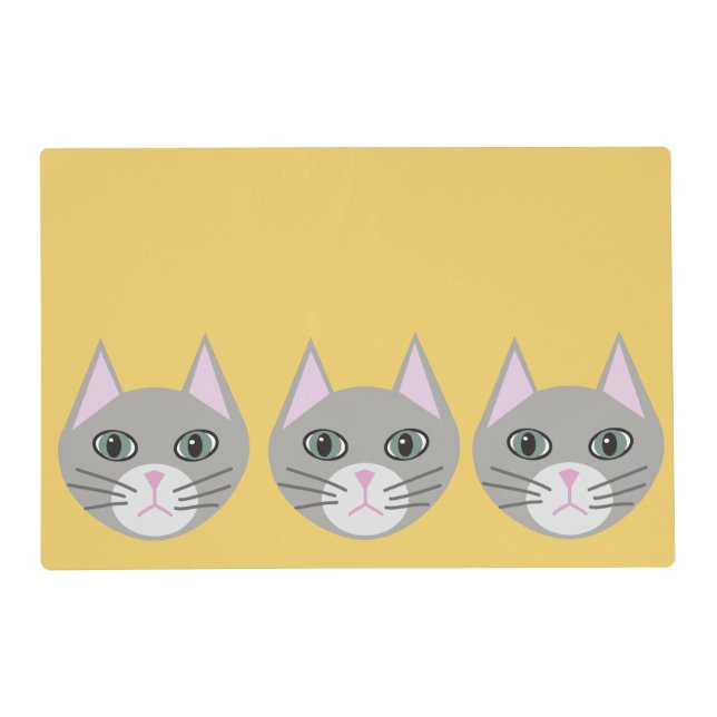 Grey Cat, Yellow Placemat (Front)