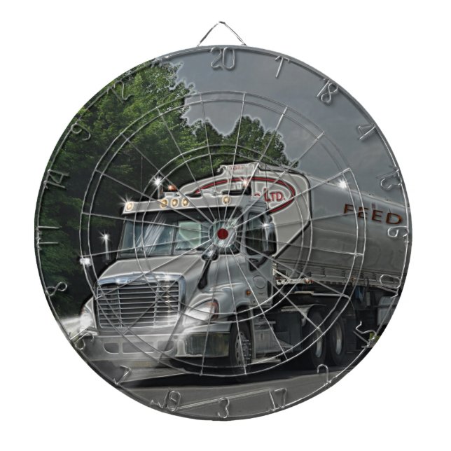 Grey Cattle Feed Cistern Truck for Truckers & Kids Dartboard (Front)