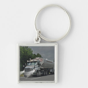 Grey Cattle Feed Cistern Truck for Truckers & Kids Keychain
