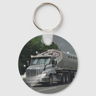 Grey Cattle Feed Cistern Truck for Truckers & Kids Keychain