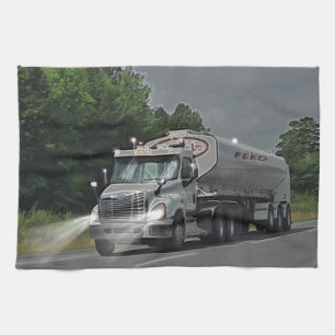 Grey Cattle Feed Cistern Truck for Truckers & Kids Kitchen Towel
