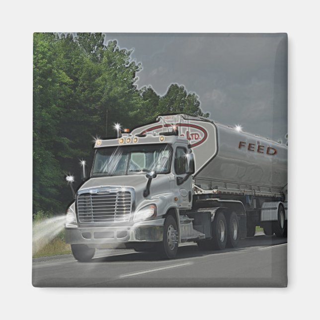 Grey Cattle Feed Cistern Truck for Truckers & Kids Magnet (Front)