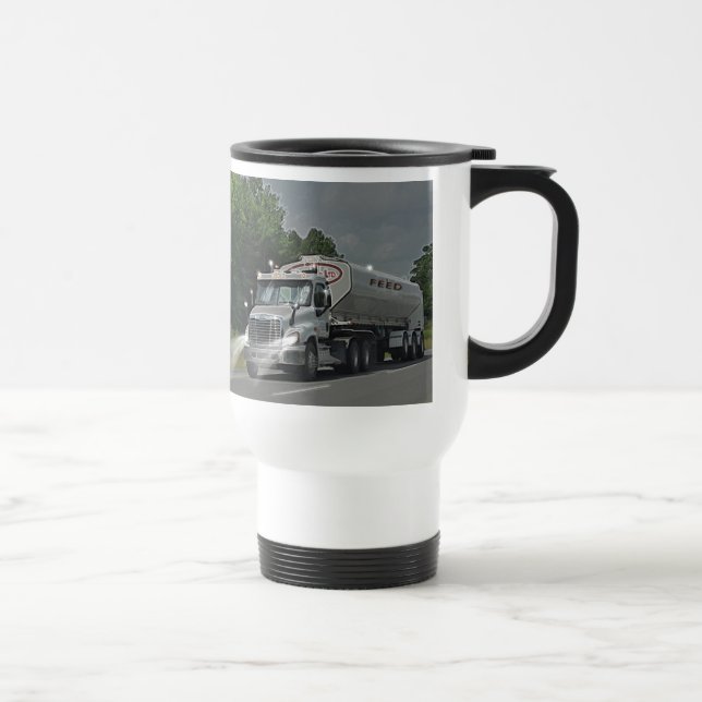 Grey Cattle Feed Cistern Truck for Truckers & Kids Travel Mug (Right)