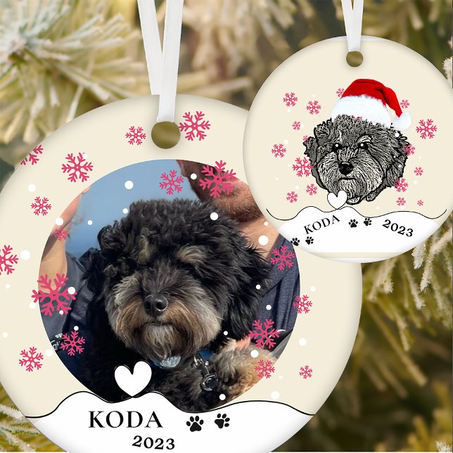 Grey Cavoodle Dog Personalized Hand Drawing Ceramic Ornament (Creator Uploaded)