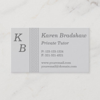 Grey Celtic Knot Private Tutor Business Card