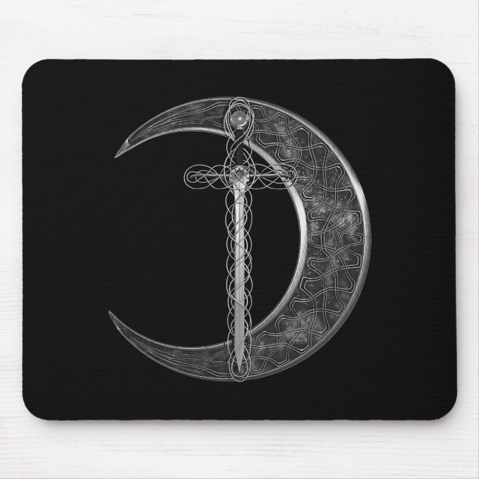Grey Celtic Sword and Moon Mouse Pad