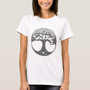 Grey Celtic Tree of Life with Celtic Knot Leaves T-Shirt