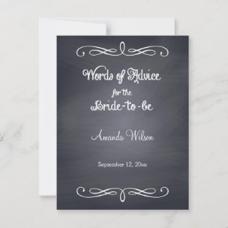 Grey Chalkboard Design Bridal Shower Advice Cards