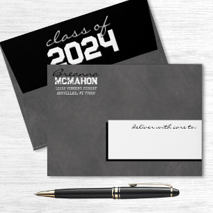 Grey Chalkboard Graduation Party Envelopes