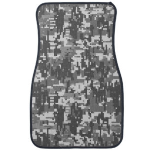 Grey Charcoal Urban Digital Camo Pattern Car Floor Mat